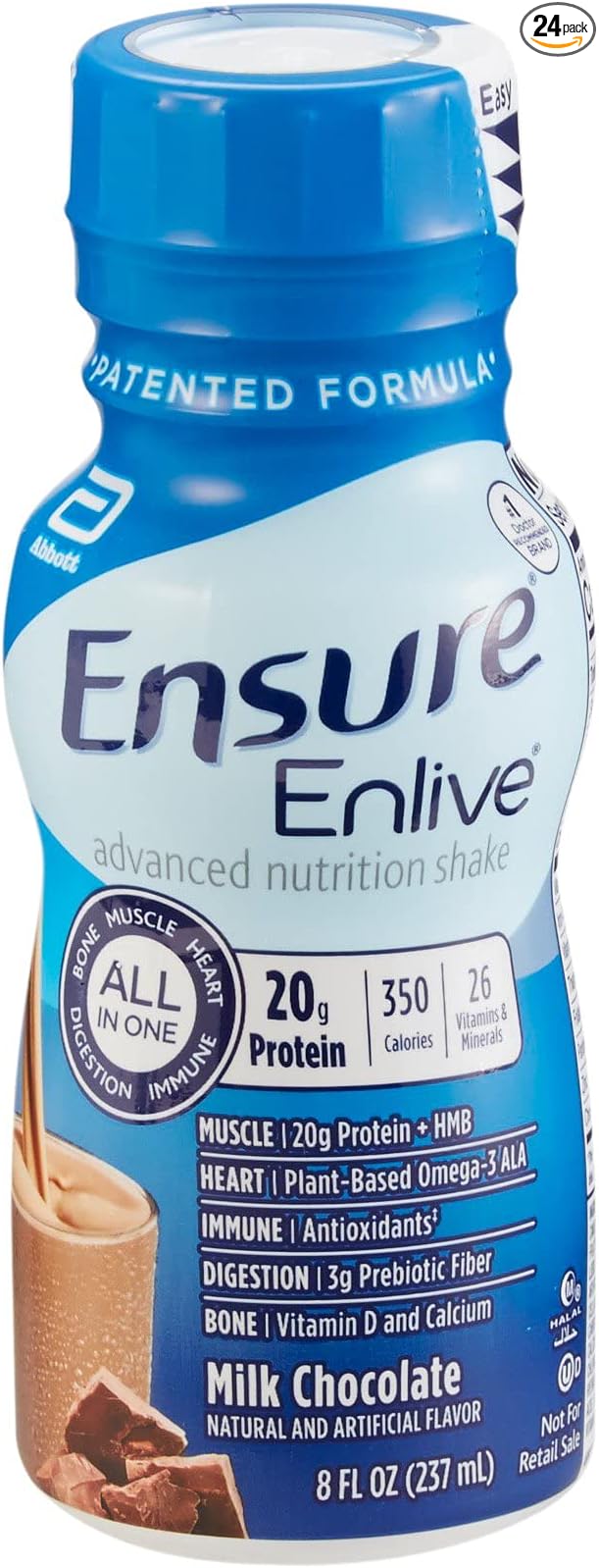 Ensure Enlive Advanced Therapeutic Nutrition Shakes, Chocolate, 8oz Bottles, Case of 24