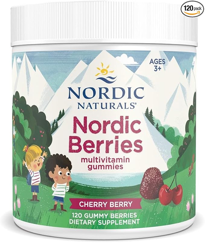Nordic Naturals Nordic Berries, Cherry Berry - 120 Gummy Berries - Great-Tasting Multivitamin for Ages 2+ - Growth, Development, Optimal Wellness - Non-GMO, Vegetarian - 30 Servings
