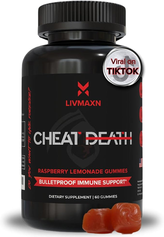 Cheat Death, 20-in-1 Multivitamin for Men & Women | L-Methylfolate + B12 | Pre + Probiotics | 7 Herb + Fruit Extracts | Full Spectrum Longevity Support | 60 Gummies.