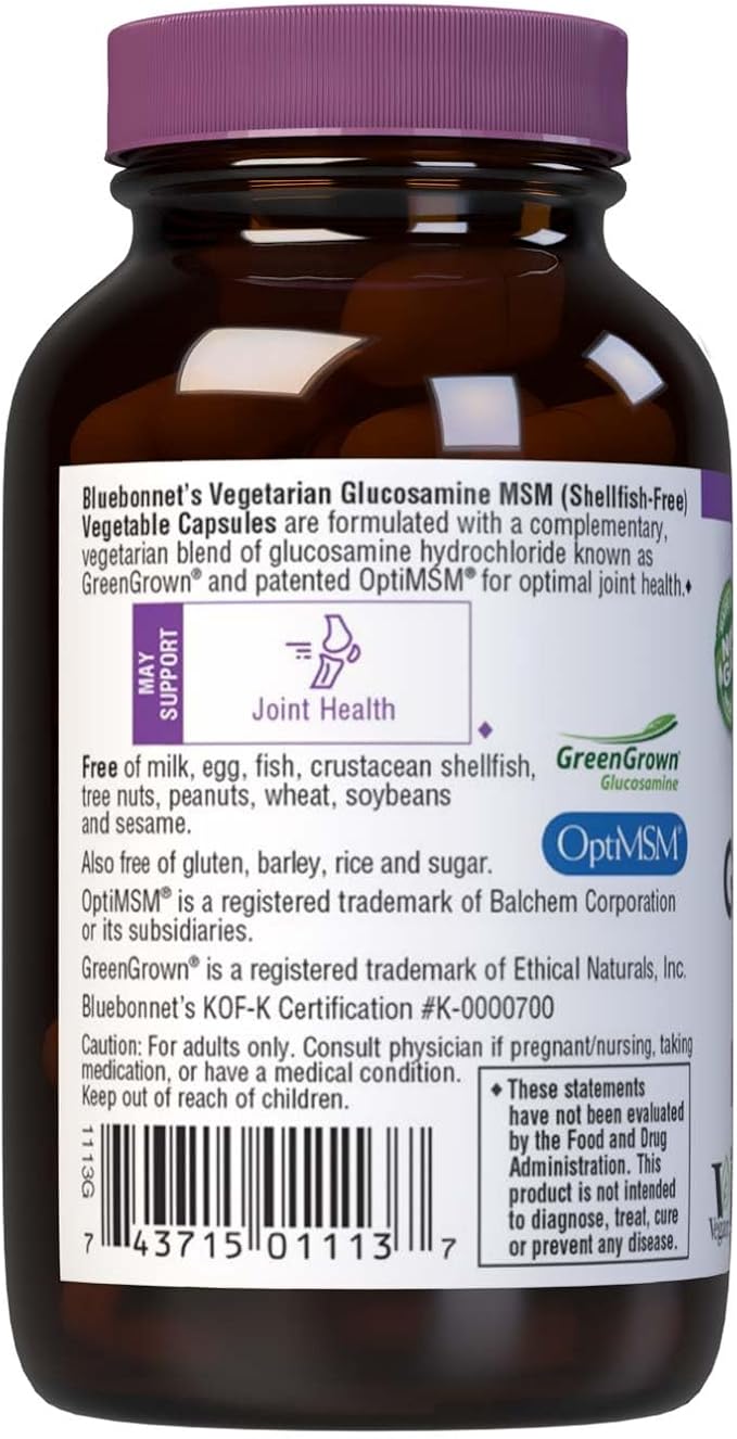 BlueBonnet Vegetarian Glucosamine Plus MSM Supplement, 60 Count (743715011137)