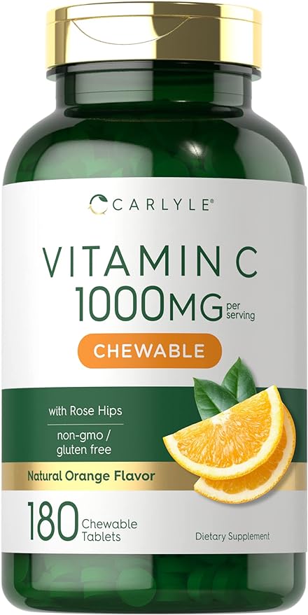 Carlyle Vitamin C Chewables | 1000mg | 180 Chewable Tablets | Vegetarian, Non-GMO, Gluten Free Supplement