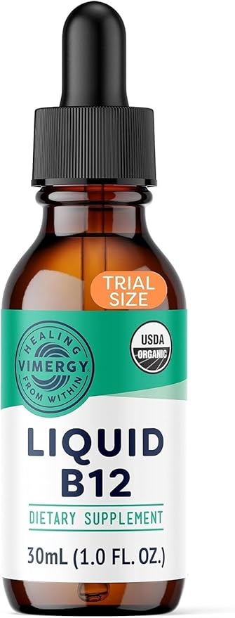 Vimergy Liquid B12 – Fast-Absorbing Brain Support – Energy Support Supplement – USDA Certified Organic, Vegan, Non-GMO – 30 Servings (30 mL)