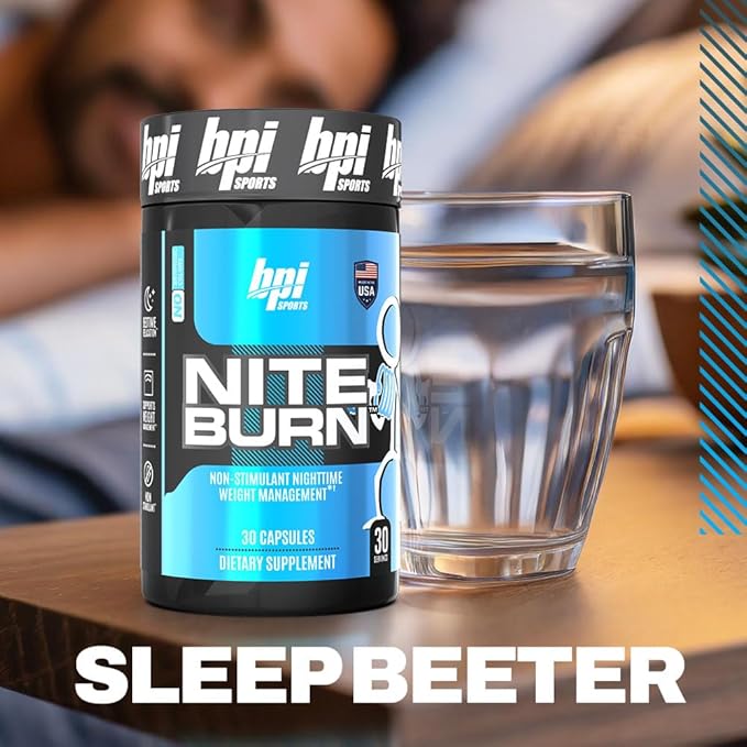 BPI Sports Nite burn – Nighttime Fat Burner & Sleep Support – Keto-Friendly – Weight Loss, Burn Fat, Relaxation, Boost Metabolism – 30 servings – 640mg, Capsule