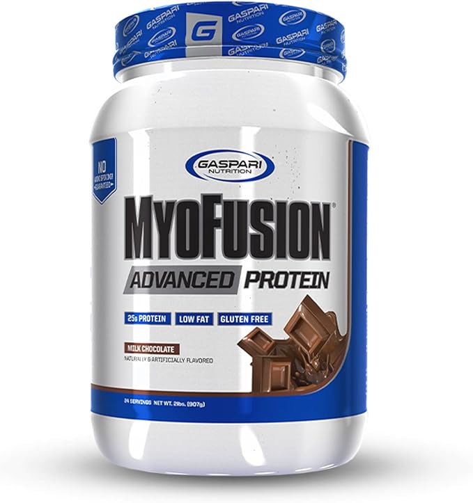 Gaspari Nutrition Myofusion Advanced Protein, Protein Blend with Whey Protein, Casein Protein and Isolate Protein, Low Fat and Gluten Free (2lbs, Chocolate)