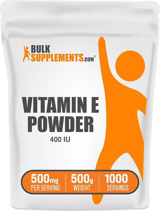 BulkSupplements.com Vitamin E 400 IU Powder - as D-Alpha Tocopherol, Vitamin E Supplements, Vitamin E Powder - Gluten Free, 500mg per Serving, 500g (1.1 lbs) (Pack of 1)