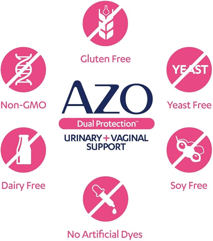 AZO Dual Protection, Urinary + Vaginal Support, Prebiotics and Probiotics for Women*, Starts Working Within 24 Hours, Non-GMO, 30 Count