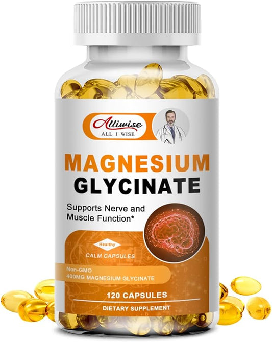 Magnesium Supplement Softgels, Easy Absorption Magnesium Glycinate 400mg with Vitamin B6,D3, High Bioavailability Magnesium for Sleep & Calm Support, Nervous, Muscle & Bone Health
