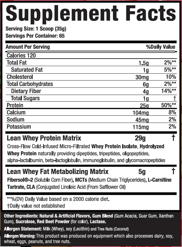 Musclesport Lean Whey Revolution™ Protein Powder - Whey Protein Isolate - Low Calorie, Low Carb, Low Fat, Incredible Flavors - 25g Protein per Scoop - 5lb Strawberry Creme