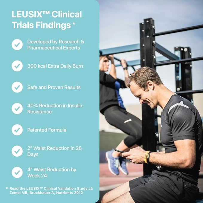 LEUSIX by NuSirt Health – GLP-1 Complement for Weight Management & Metabolic Support - Clinically Tested Patented Supplement with Leucine & Vitamin B6 | 588mg Tablets (120 Ct. – 1 Month Supply)
