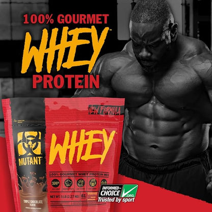 Mutant Whey – 100% Whey Protein Powder Shake, Gourmet Taste, 22g of Protein, Fast Absorbing, Easy Digesting, 5lbs - Triple Chocolate