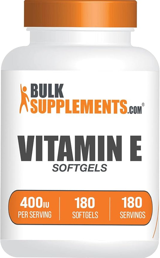 BulkSupplements.com Vitamin E 400 IU Softgels - Vitamin E Supplement, Vitamin E Softgels - as D-Alpha-Tocopherol, Antioxidants - Gluten Free, 1 Softgel per Serving, 180 Count (Pack of 1)