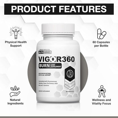 Lean Thermogenic Supplement for Belly & Abdominal Support by Vigor 360 – Strengthens Body Composition for Men & Women – Ideal for Toning, Shredding, & Fitness with Proper Diet & Exercise – 60 Capsules