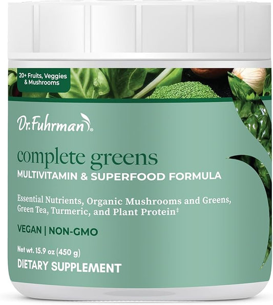 Dr. Fuhrman Complete Greens Multivitamin and Superfoods Formula - Premium Powdered Greens Superfood for Optimal Health and Nutrition (30 Servings)