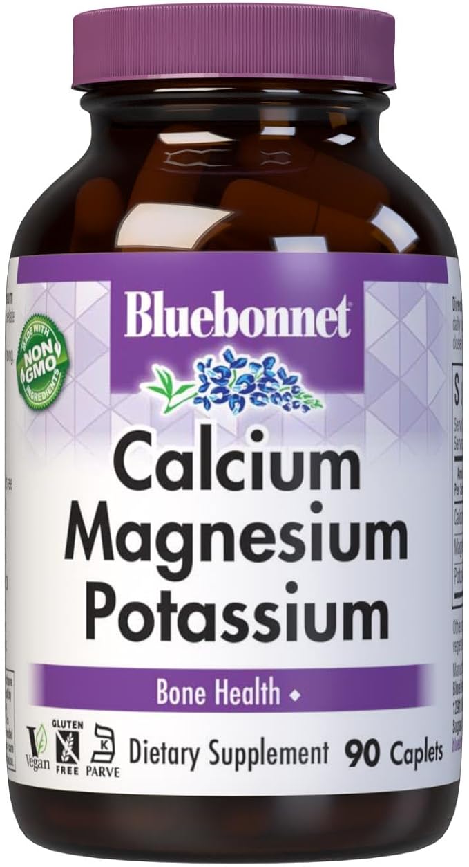 BlueBonnet Calcium Magnesium Plus Potassium Caplets, 90 Count