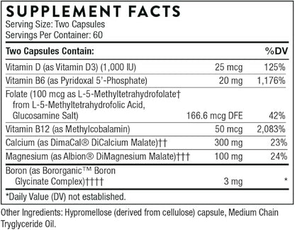 THORNE Advanced Bone Support‡ - (Formerly Oscap) - Bone Health Supplement with Calcium and Vitamin D - 120 Capsules