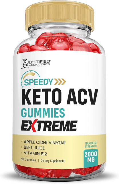 (3 Pack) Speedy Keto ACV Gummies Extreme 2000MG Speedy Keto Gummies Advanced Formula Apple Cider Vinegar with Pomegranate Beet Juice Powder B12 Vegan Non GMO 180 Gummys