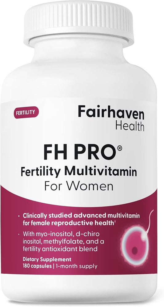 Fairhaven Health FH Pro for Women | Premium Fertility Supplement for Women | Cycle Regularity and Egg Quality for Her | Female Multivitamin for Conception Support | 180 Capsules | 1 Month Supply