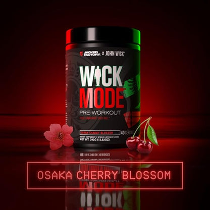 Jacked Factory X John Wick - Wick Mode Pre Workout Powder - Intense Energy, Battle-Ready Focus, Unstoppable Commitment, and Sheer Will - 40 Servings, Osaka Cherry Blossom