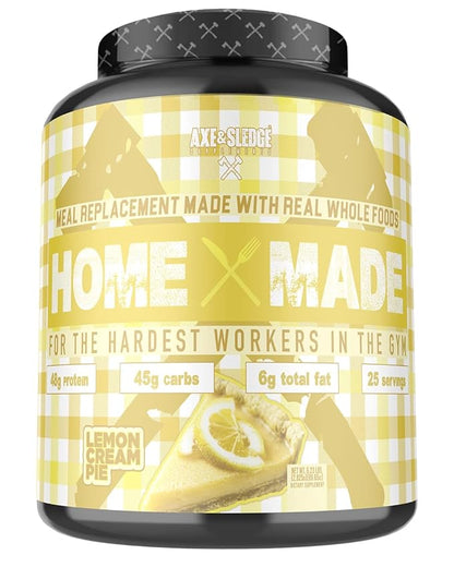 Axe & Sledge Supplements Home Made Whole-Foods-Based Meal Replacement Powder with DigeSEB Digestive Enzymes and Fibersol-2, Protein, Carbohydrates, and Fats, 25 Servings (Lemon Cream Pie)