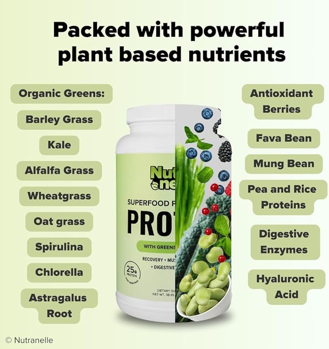 Plant Based Protein Powder - 25 g Vegan Protein Powder with 30 Servings - Blended Rice & Pea Protein Powder with Superfoods & Amino Acids - Zero Sugar Protein Shake Powder - Chocolate