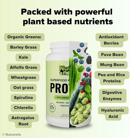 Plant Based Protein Powder - 25 g Vegan Protein Powder with 30 Servings - Blended Rice & Pea Protein Powder with Superfoods & Amino Acids - Zero Sugar Protein Shake Powder - Chocolate