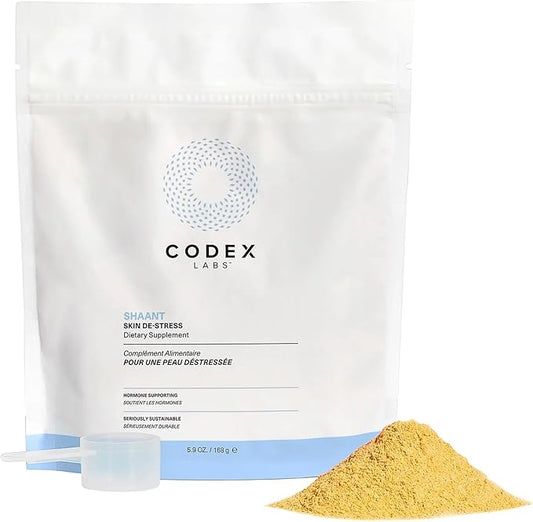 Codex Labs Shaant Skin De-Stress Supplement Acne Spot Treatment - Hormone Supporting - for Acne-Prone Skin, All Skin Types - with Turmeric, Milk Thistle, Folic Acid - Plant-Based, Vegan (5.9 oz)