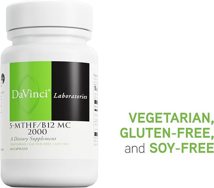 DAVINCI Labs 5-MTHF/B12 MC 2000 - Active Forms of Vitamin B12 & Vitamin B9 (Folate) Supplement - Helps with Pregnancy Support, Heart Health, Brain Health & More* - 60 Capsules