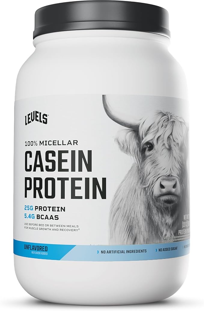 Levels 100% Micellar Casein Protein, Hormone Free, Unflavored 2LB