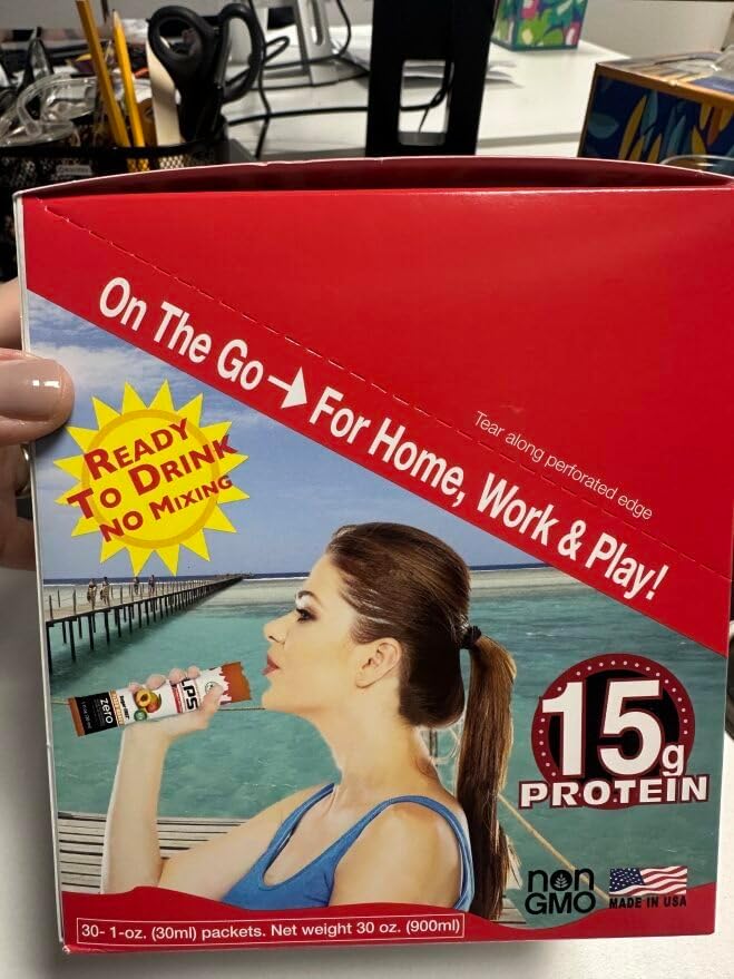 Nutritional Designs LPS Liquid Collagen & Whey Protein Supplement - Non-GMO Drink, Sugar-Free - Promotes Healthy Skin & Hair for Men & Women, Single Serve (Variety Box, 30)