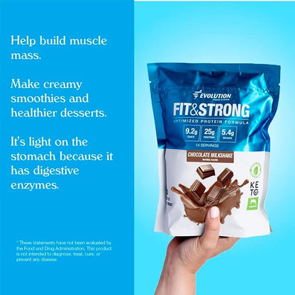 Evolution Advance Nutrition Fit & Strong - Pure Whey Protein Powder with BCAA, 100% Grass-Fed, Quick Absorbing and Fast Digesting for Optimal Muscle Recovery, Natural Flavor – 2 Pounds (Chocolate)