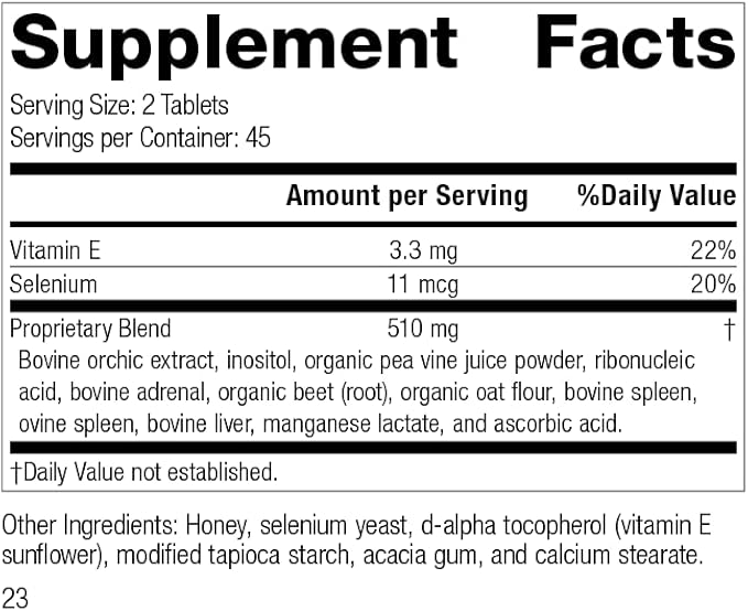 Standard Process Cataplex E - Whole Food RNA Supplement and Antioxidant with D-Alpha Tocopherol Vitamin E, Beet Root, Ascorbic Acid, Inositol, Selenium, and Honey - 90 Tablets