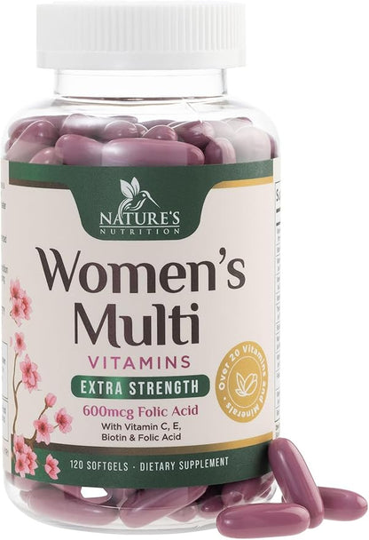 Multivitamin for Women with Iron - Daily Vitamins for Women's Immune Support and Overall Health - Womens Complete Daily Multivitamin with Vitamin A, B, C, D, E, Calcium and Magnesium - 120 Softgels