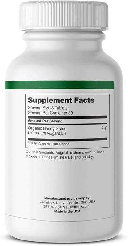Barley Grass Tablets - Energy Boosting Greens Nutritional Supplement - Antioxidant-Rich Superfood with Multivitamin, Minerals, Amino Acids - 240 Tablets