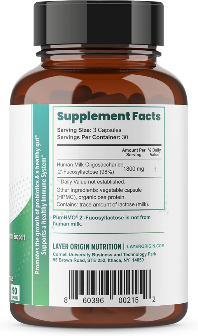 Layer Origin | PureHMO Human Milk Oligosaccharide (HMO 2'-FL) Prebiotic - Feed 180 Billion Probiotics/Serving, 30-Day Supply