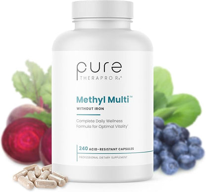 Methyl Multi Without Iron Methylated Multivitamin for Men & Women, 120-Day Supply | Methyl B12 & Methylfolate (5-MTHF) for MTHFR Support | Pharma Grade Multivitamin & Multimineral For Health, 240 Caps