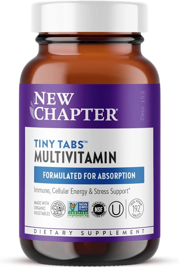 New Chapter Tiny Tabs Multivitamin with 20+ Nutrients for Immune, Cellular Energy & Stress Support, Including Vitamin D3 + B Vitamins, 192 Count