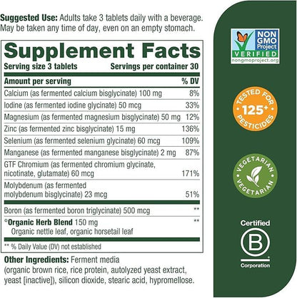 MegaFood Balanced Minerals - Calcium, Fermented Magnesium Glycinate, Zinc, Selenium, GTF Chromium, Molybdenum, Nettle Leaf, Horsetail Leaf - Made Without 9 Food Allergens - 90 Tablets (30 Servings)