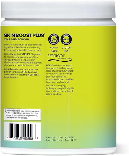 Sparkle Wellness Skin Boost Plus (No Flavor) [50-Serves] | Collagen Powder Supplement with VERISOL Bioactive Hydrolyzed Collagen Peptides, Vitamin C & Hyaluronic Acid