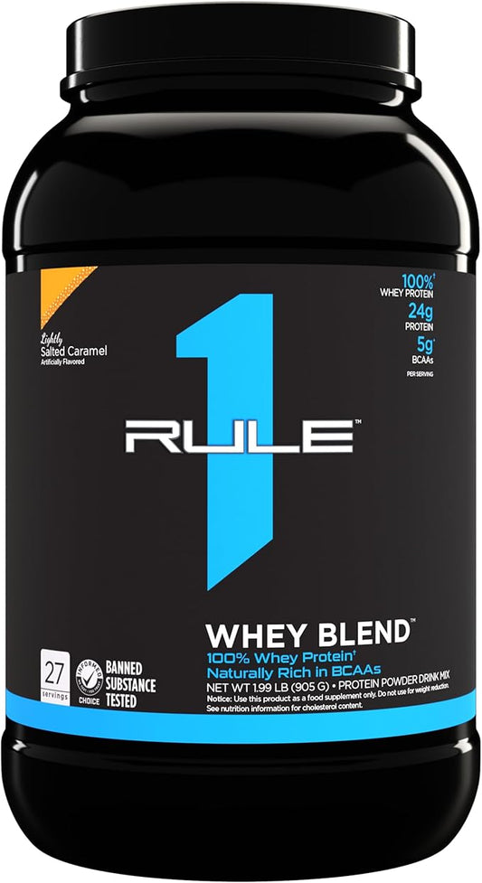Rule One Proteins Whey Blend - Lightly Salted Caramel, 24g Fast-Acting Whey Protein Concentrates, Isolates, and Hydrolysates Per Serving, with Naturally Occurring EAAs and BCAAs, 2lbs