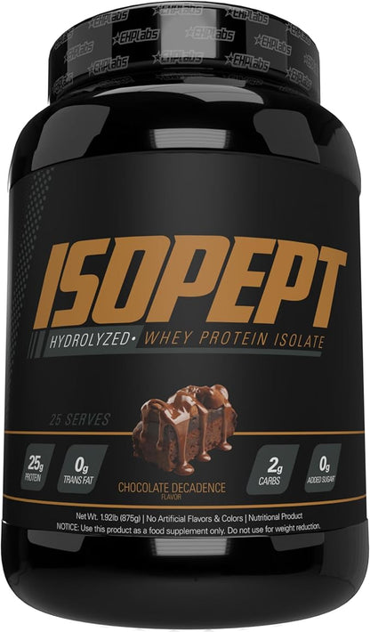IsoPept Hydrolyzed Whey Protein Powder by EHPlabs - 100% Whey Protein Isolate & Hydrolysate, 27g of Protein, Non-GMO, Gluten Free, Fast Absorbing, Easy Digesting, 27 Serves (Chocolate Decadence)