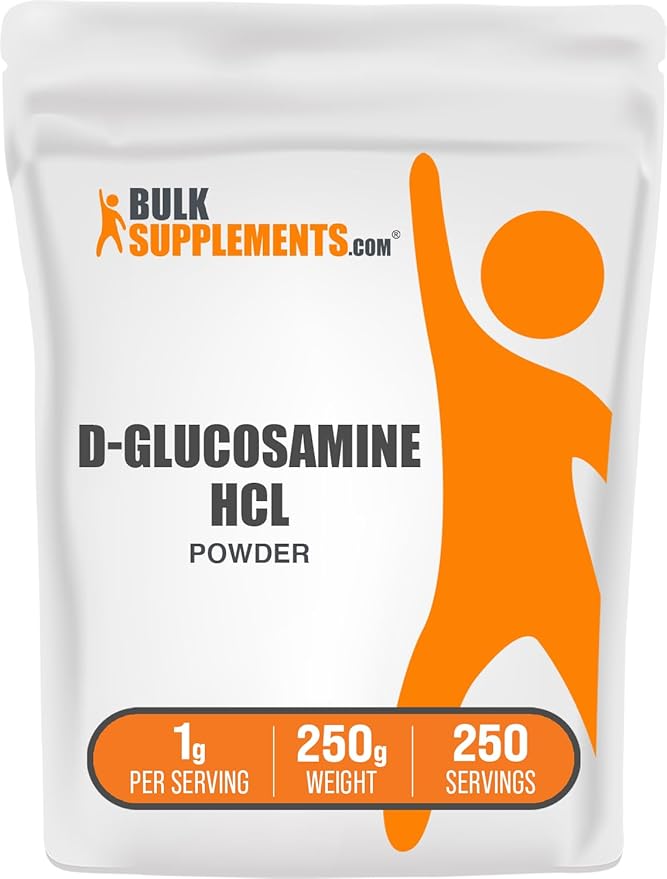 BulkSupplements.com Glucosamine HCl Powder - Glucosamine 1000mg, Glucosamine Supplement, Glucosamine Powder - Gluten Free, 1000mg per Serving, 250g (8.8 oz) (Pack of 1)