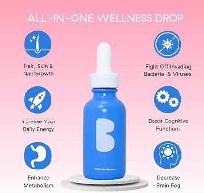 Better Family - Liquid Daily Multivitamin - All-in-One Wellness Drop - All Ages & Genders - Methylated Vitamins - No Sugar or Artificials - Gluten Free, Non-GMO - Dietary Supplement - 2oz (60 ml)