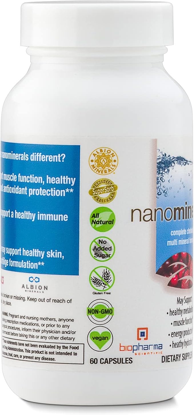 Biopharma Scientific NanoMinerals Complete Chelated Multi-Mineral Capsules | 30 Servings | Calcium, Iron, Magnesium, Zinc, Potassium, Manganese, Chromium, Copper