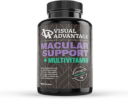 Lunovus Macular Support Plus Multivitamin Based on AREDS 2 Study - Eye Vitamins for Macular Support - Mineral Supplement with Lutein and Zeaxanthin - 180 Soft Gels
