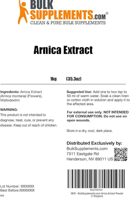 BulkSupplements.com Arnica Powder - Arnica Montana Powder, from Dried Arnica Flower - Arnica Flower Powder, Servings Vary, 1kg (2.2 lbs) (Pack of 1)