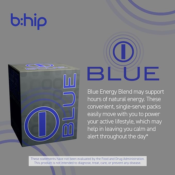 Energy Drink Powder, bHIP Blue Energy Blend 30 Drink Mix Packets. Energy Powder Powered by Guarana. Natural Energy Drinks for Strength and Endurance. Natural Energy for Strength and Endurance