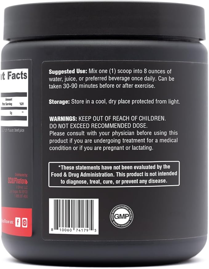 Sculpt Nation by V Shred Creatine - Premium Creatine Monohydrate Powder to Support Muscles, Energy, and Brain Function, Fruit Punch Flavored Creatine - 30 Servings