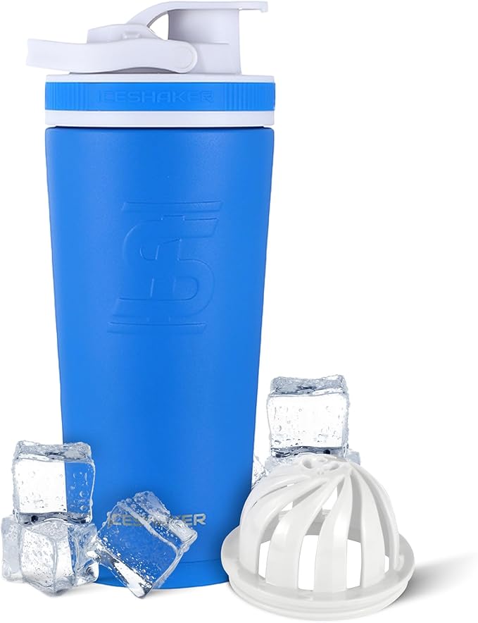 Ice Shaker Insulated Stainless Steel Shaker Bottle | 26oz, Royal | Cold for 30+ Hours | Insulated Cup with Twist-on Agitator | Odor-Free Shaker Cup for Protein Shakes, Water, Smoothies, Cocktails