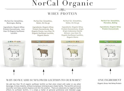 NorCal Organic - Classic Whey Protein - 100% Grass-Fed and Grass-Finished - UNFLAVORED - Lecithin-Free - 2lb Bulk