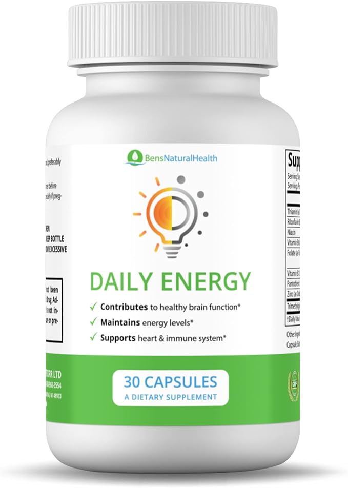 Vitamin B Complex Energy Supplements - Daily TMG Supplements with B Complex Multivitamin for Energy - Memory Booster and Mood Support Herbal Vitamins - B Complex Vitamins for Women (1 Month Supply)